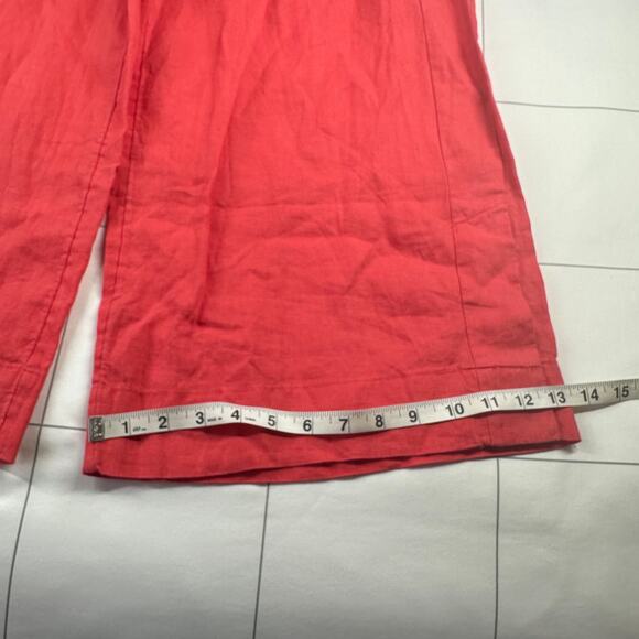 Athleta Pants Women 2 Coral Playa Linen Wide Leg Crop Slit Relaxed Casual Resort - Picture 13 of 13